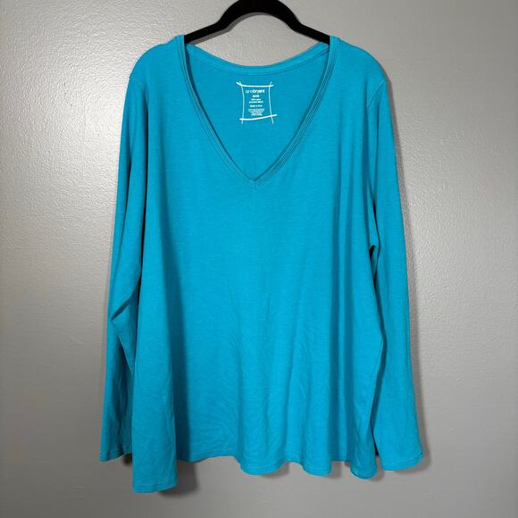 Lane Bryant Bright Blue Pima Cotton Minimalist Tee- 26/28 - Women's Plus Size - Picture 1 of 5